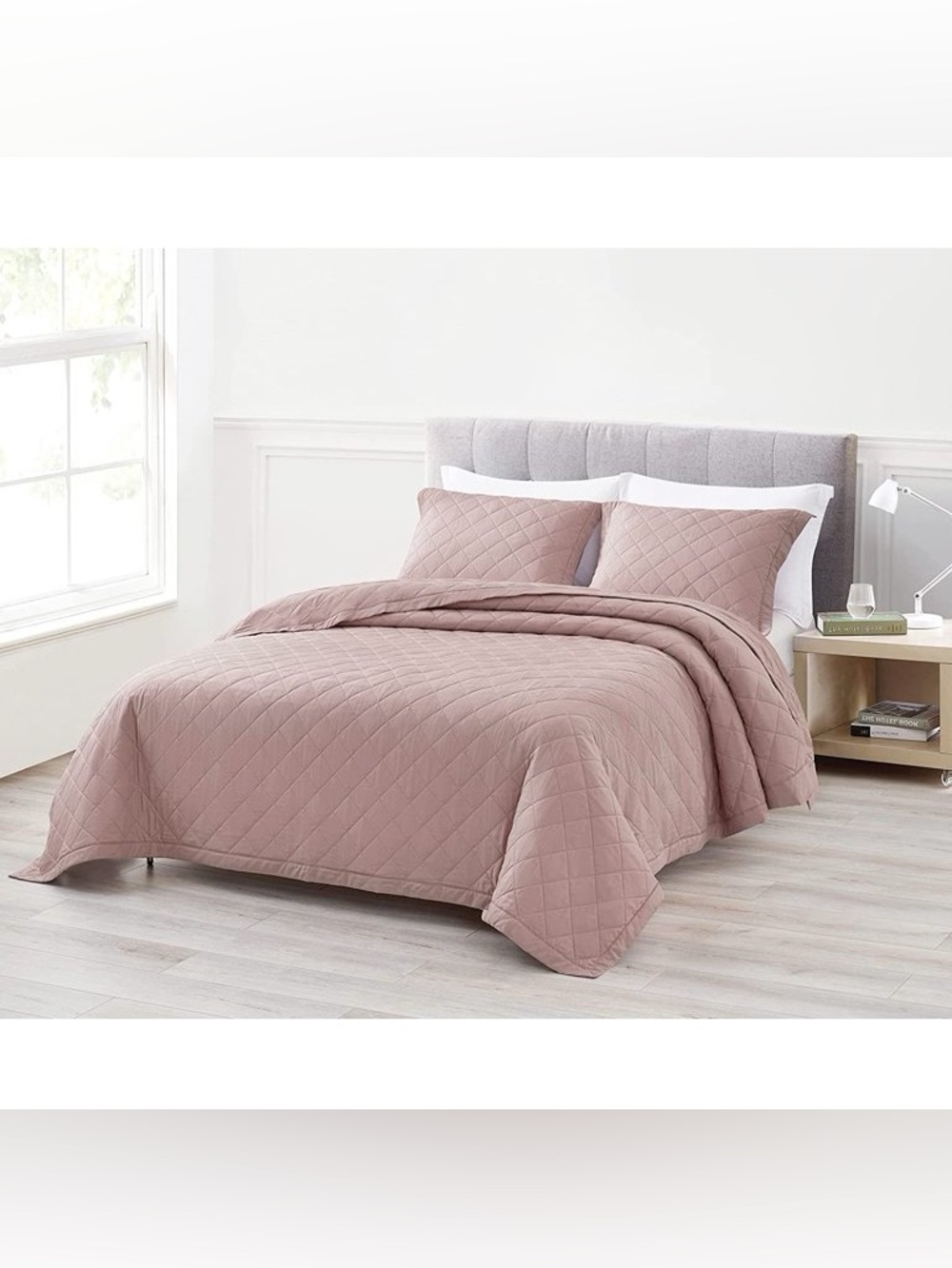 Quilted Bedspread Set in light pink - Soft bamboo